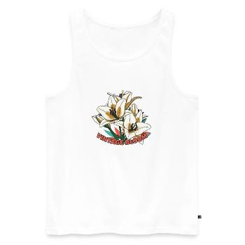 Lilies Vintage Bloom Flowers Rétro - Débardeur bio Premium Homme - blanc - Devant - Michal (187cm)