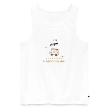 PAPA. FÊTE DES PÈRES. BONNE FÊTE PAPA. BONNE FÊTE - Débardeur bio Premium Homme - blanc - Devant - Michal (187cm)