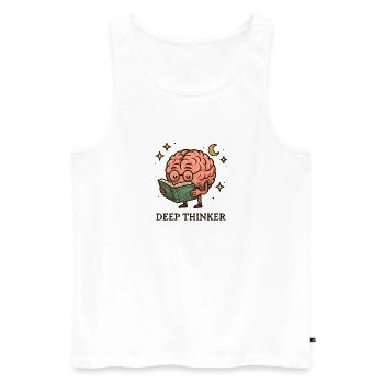 Deep thinker brain while reading - Men's Premium Organic Tank Top - white - Front - Michal (187cm)