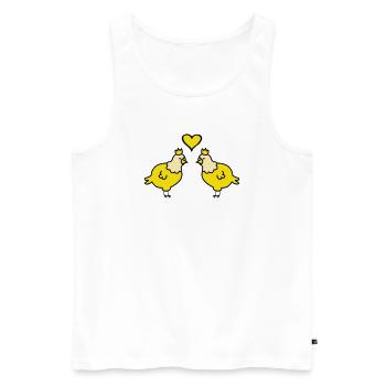 Couple Cœur de Poulets Jumeaux - Débardeur bio Premium Homme - blanc - Devant - Michal (187cm)