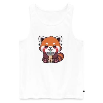 Le panda rouge de Kawaii buvant du bubble tea - Débardeur bio Premium Homme - blanc - Devant - Michal (187cm)