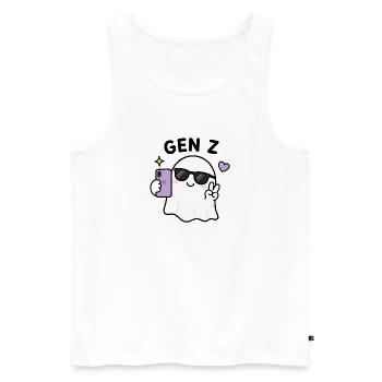 Selfie de fantôme de la génération Z Kawaii Lunettes de soleil cool - Débardeur bio Premium Homme - blanc - Devant - Michal (187cm)