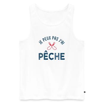 Je peux pas j'ai pêche – T-shirt pêcheur humour - Débardeur bio Premium Homme - blanc - Devant - Michal (187cm)
