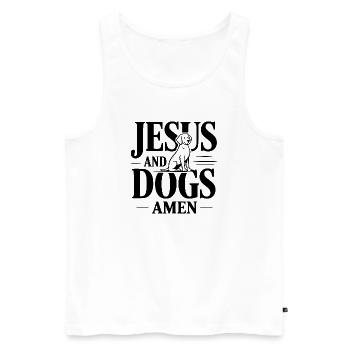 Jésus et les chiens amen - Débardeur bio Premium Homme - blanc - Devant - Michal (187cm)