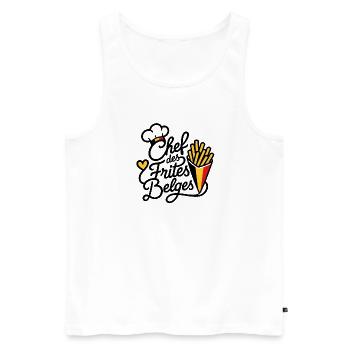 Chef des Frites Belges — Fierté Belge - Débardeur bio Premium Homme - blanc - Devant - Michal (187cm)