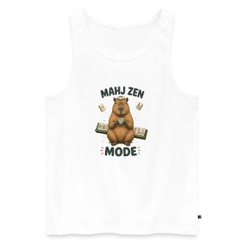 Mahjong Mahj Zen Mode Capybara - Men's Premium Organic Tank Top - white - Front - Michal (187cm)