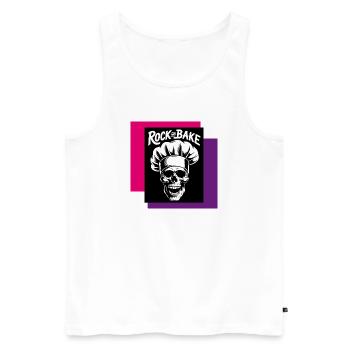 Rock and Bake Skull Chef - Débardeur bio Premium Homme - blanc - Devant - Michal (187cm)