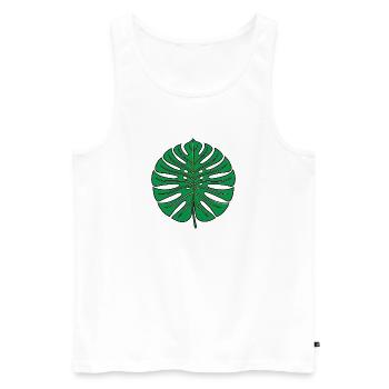 Green Monstera Leaf – Tropical Botanical Look - Men's Premium Organic Tank Top - white - Front - Michal (187cm)