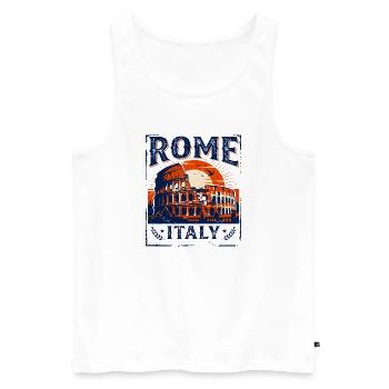 Vintage Rome Italy Colosseum Sunset Skyline - Men's Premium Organic Tank Top - white - Front - Michal (187cm)