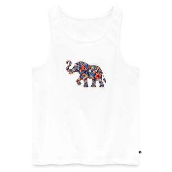 Patchwork Elephant Floral Pattern - Men's Premium Organic Tank Top - white - Front - Michal (187cm)