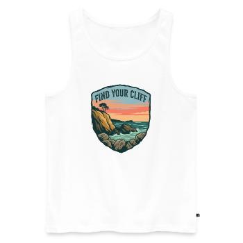 Vintage Cliff and Ocean Motivationspatch - Männer Premium Bio Tank Top - Weiß - Vorne - Michal (187cm)