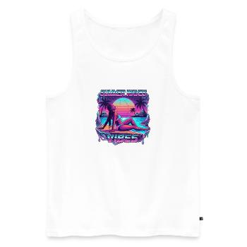 Synthwave Vibrations des Fêtes des années 80 - Débardeur bio Premium Homme - blanc - Devant - Michal (187cm)