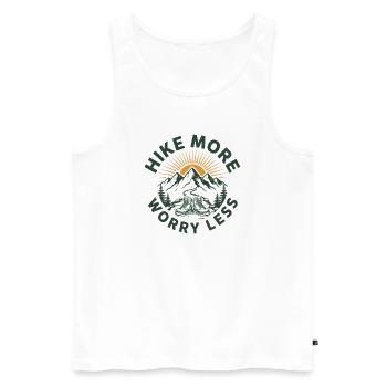 Hike More Worry Less Vintage - Men's Premium Organic Tank Top - white - Front - Michal (187cm)