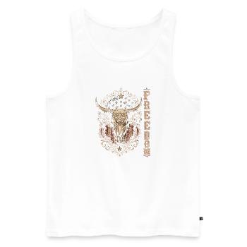 Liberty Bull Head Ornament - Men's Premium Organic Tank Top - white - Front - Michal (187cm)