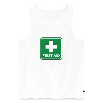 First Aid Green Medical Cross Gesundheitssicherheit Si - Männer Premium Bio Tank Top - Weiß - Vorne - Michal (187cm)