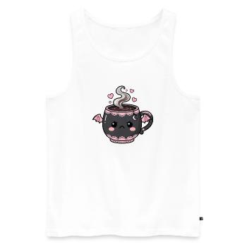 Tasse effrayante Kawaii avec des ailes - Débardeur bio Premium Homme - blanc - Devant - Michal (187cm)