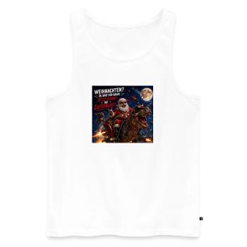 Liefernacht Weihnachtsmann Dino Humor Spruch Wild - Männer Premium Bio Tank Top - Weiß - Vorne - Michal (187cm)