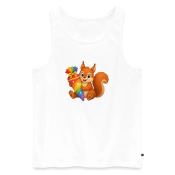 Un écureuil mignon avec un cône d’école coloré - Débardeur bio Premium Homme - blanc - Devant - Michal (187cm)