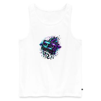 Art de bugs sur cassette néon - Débardeur bio Premium Homme - blanc - Devant - Michal (187cm)