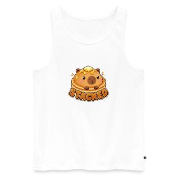 Mignons pancakes empilés de capybara Kawaii - Débardeur bio Premium Homme - blanc - Devant - Michal (187cm)