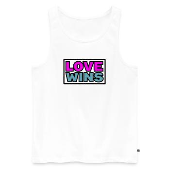 Love Wins Zitat Grafik - Männer Premium Bio Tank Top - Weiß - Vorne - Michal (187cm)