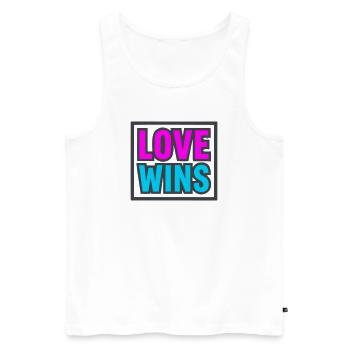 Love Wins Schriftzug Logo - Männer Premium Bio Tank Top - Weiß - Vorne - Michal (187cm)