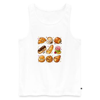 Kawaii Gebäck | Café & Bäckerei - Männer Premium Bio Tank Top - Weiß - Vorne - Michal (187cm)