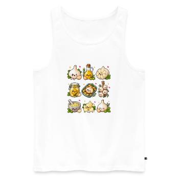 Kawaii Garlic | Cuisine et cuisine - Débardeur bio Premium Homme - blanc - Devant - Michal (187cm)