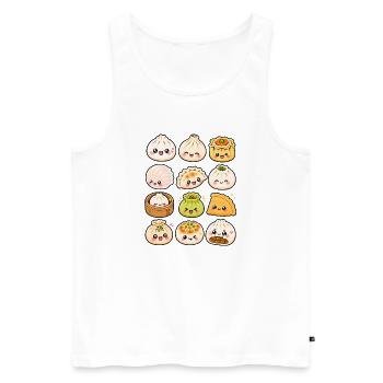 Kawaii Teigtaschen | Dumplings & Bao - Männer Premium Bio Tank Top - Weiß - Vorne - Michal (187cm)