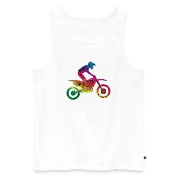 Buntes Mechanisches Dirtbike Motocross Motiv - Männer Premium Bio Tank Top - Weiß - Vorne - Michal (187cm)