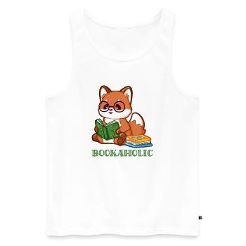 Niedlicher Fuchs mit Spruch und Lesebrille  - Männer Premium Bio Tank Top - Weiß - Vorne - Michal (187cm)
