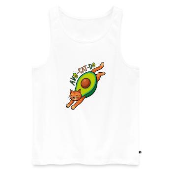AvoCatDo Dehnkatze - Männer Premium Bio Tank Top - Weiß - Vorne - Michal (187cm)