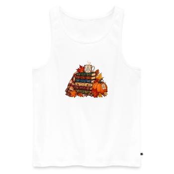 Gemütlicher Herbst Bücherstapel - Männer Premium Bio Tank Top - Weiß - Vorne - Michal (187cm)