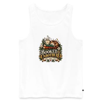 Booked Unbothered - Männer Premium Bio Tank Top - Weiß - Vorne - Michal (187cm)