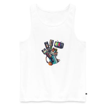 80er 90er Retro Technik & Gaming - Männer Premium Bio Tank Top - Weiß - Vorne - Michal (187cm)