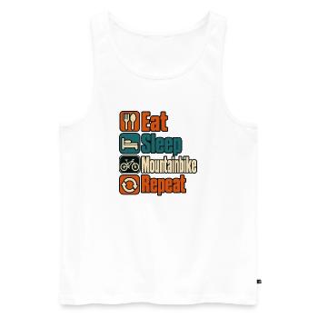 Eat Sleep Mountainbike Repeat – Retro MTB - Männer Premium Bio Tank Top - Weiß - Vorne - Michal (187cm)
