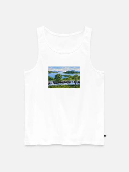 Flusslandschaft mit Wasserfall - Männer Premium Bio Tank Top - Weiß