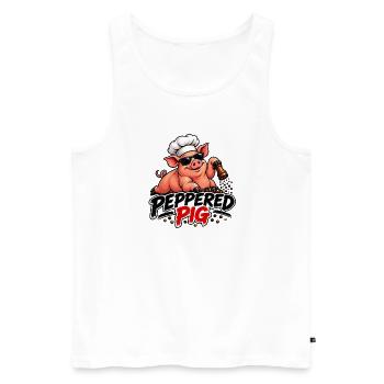 Peppered Pig Kochchef Cartoon - Männer Premium Bio Tank Top - Weiß - Vorne - Michal (187cm)