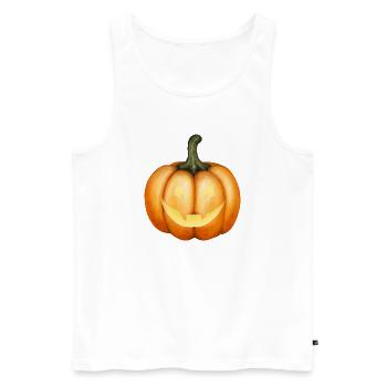 Halloween Kürbis Illustration - Männer Premium Bio Tank Top - Weiß - Vorne - Michal (187cm)