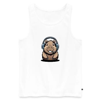 Lustiger Hamster Gamer Mit Headset Für Gaming Fans - Männer Premium Bio Tank Top - Weiß - Vorne - Michal (187cm)