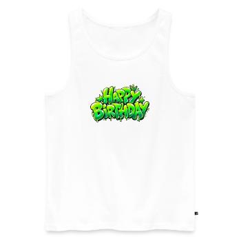 Happy Birthday Graffiti Slime: Zu stilvoll! - Männer Premium Bio Tank Top - Weiß - Vorne - Michal (187cm)