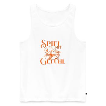 Drums - Spiel Mit Gefühl Schlagzeuger - Männer Premium Bio Tank Top - Weiß - Vorne - Michal (187cm)