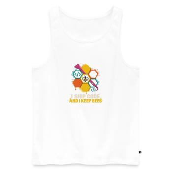 Codebiene Farbiger Honigcode - Männer Premium Bio Tank Top - Weiß - Vorne - Michal (187cm)