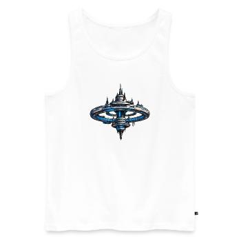 Neonring Raumstation SciFi Kunst - Männer Premium Bio Tank Top - Weiß - Vorne - Michal (187cm)