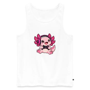 Gaming Axolotl – Zocker Wassermonster - Männer Premium Bio Tank Top - Weiß - Vorne - Michal (187cm)