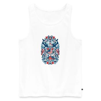 USA | Neuengland, Leuchtturm & Meer - Männer Premium Bio Tank Top - Weiß - Vorne - Michal (187cm)