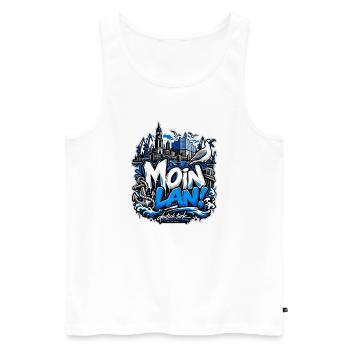 MOIN LAN! – Hamburg Streetwear - Männer Premium Bio Tank Top - Weiß - Vorne - Michal (187cm)