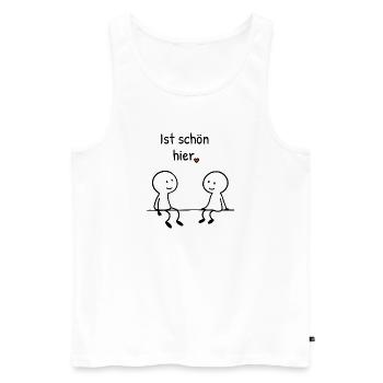 Ist schön hier. | Zwei Figuren mit Herz - Männer Premium Bio Tank Top - Weiß - Vorne - Michal (187cm)