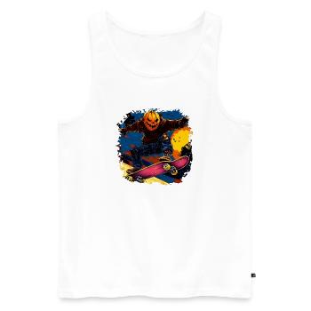Halloween Skater / Skateboard Halloween - Männer Premium Bio Tank Top - Weiß - Vorne - Michal (187cm)