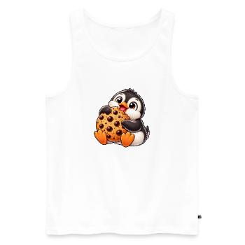 Süßer Pinguin Cartoon mit Keks Nachtisch - Männer Premium Bio Tank Top - Weiß - Vorne - Michal (187cm)